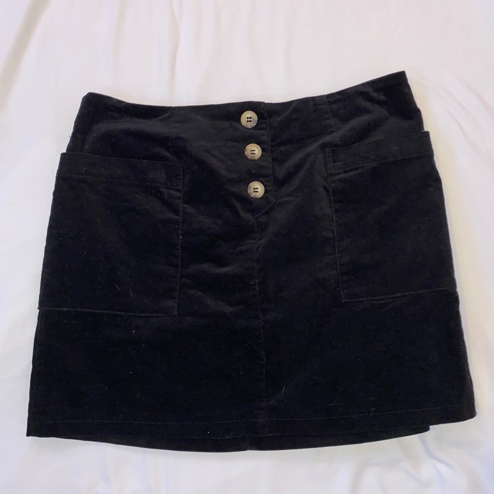 Black forever 21 velvet skirt with tan buttons